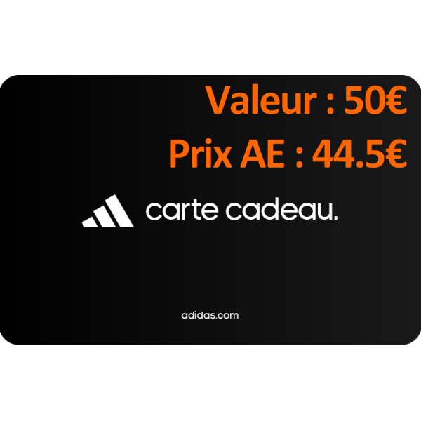 Carte cadeau ADIDAS 50€ - Prix AE 44.5€ par Avantages Enseignants