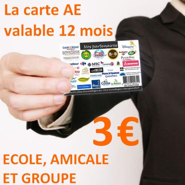Carte AE ECOLE, AMICALE ET GROUPE par Avantages Enseignants