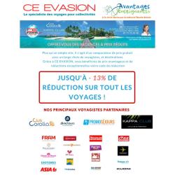 CE EVASION - jusqu'à 13% sur tous nos voyages