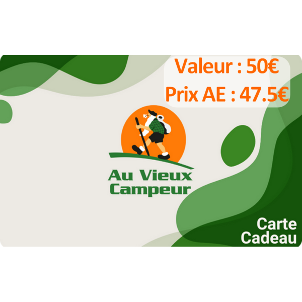 Carte cadeau VIEUX CAMPEUR 50€ - Prix AE 47.5€ par Avantages Enseignants