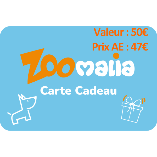 Carte cadeau Zoomalia 50€ - Prix AE 46.5€ par Avantages Enseignants