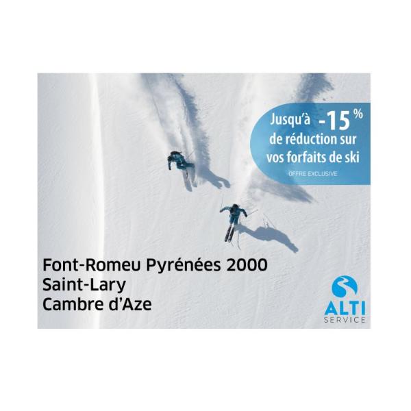 Altiservice Forfaits 2 stations de -10 à -40 avec votre carte AE par Avantages Enseignants
